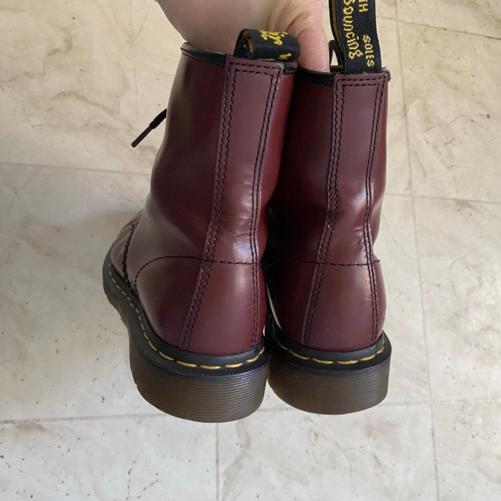 $180 Dr. Martens 1460 8-eye Burgundy Leather Lace-Up Combat Moto Boots Size 6 - Picture 13 of 15